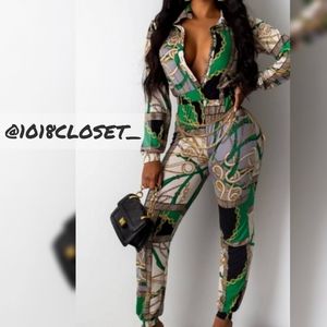 Versace Inspired Print Jumpsuit
